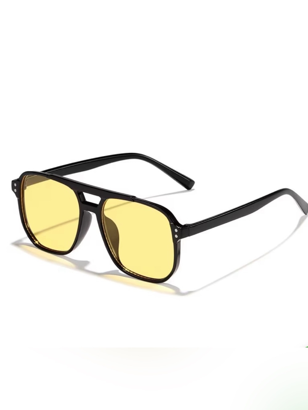 Men's Black Frame Sunglasses with Yellow Lenses Unisex